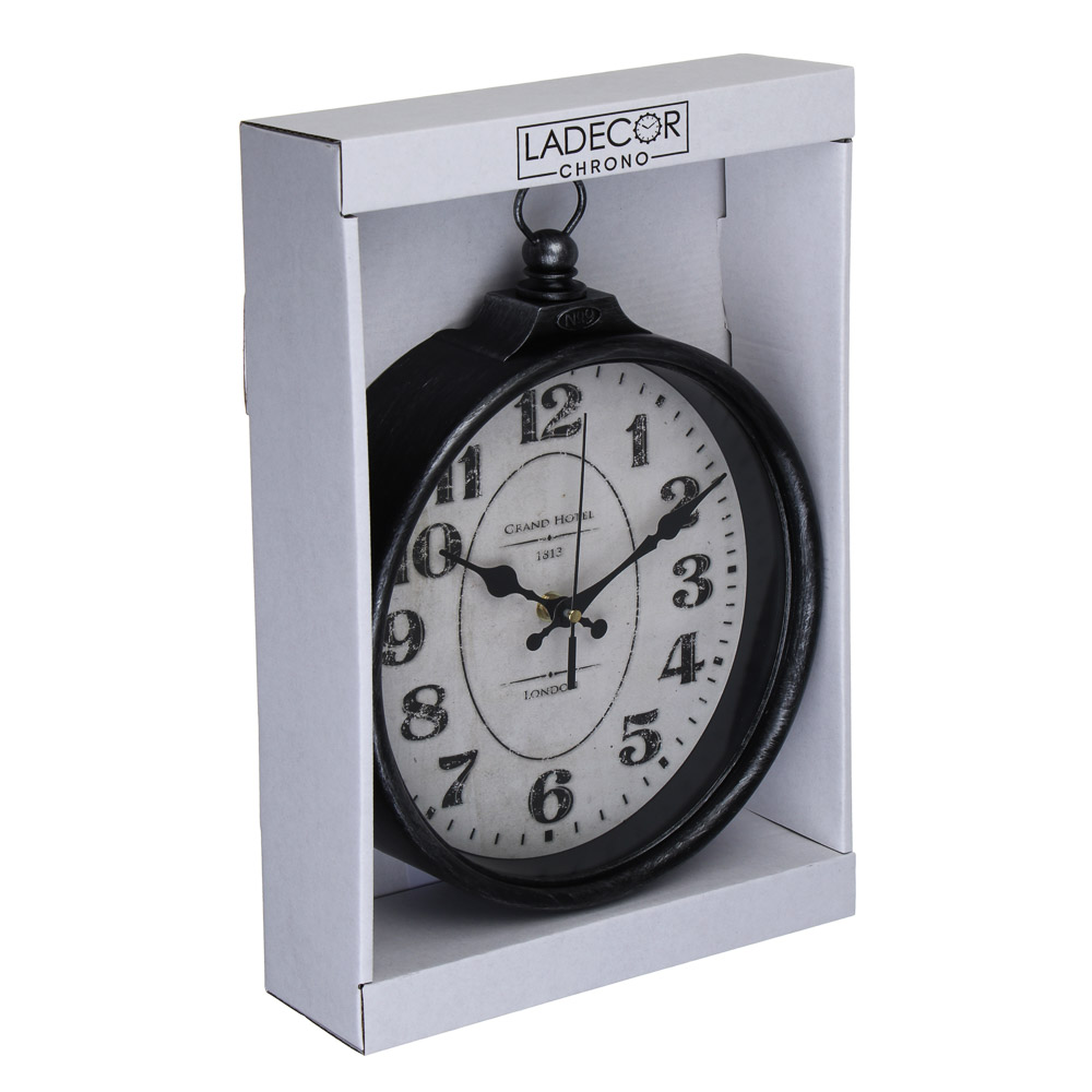 LADECOR CHRONO Часы настенные, круглые, 33x22,7x4,7 см, пластик, цвет черный - #4