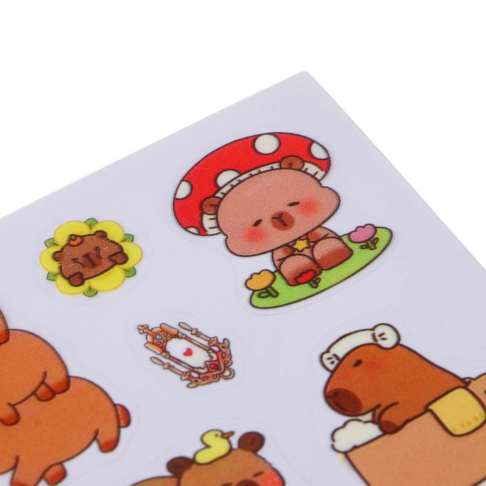 Записная книжка "Капибара" 10х13см, с наклейками, брелоком и лопаткой, PET, бумага, 6 диз., шоу-бокс - #4