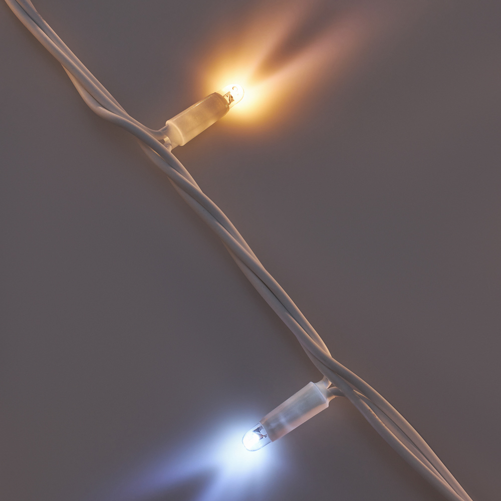 BY Эл.гирлянда вьюн уличный, 10м, 100LED, шампань, мерцание белым, ПВХ белый, коннект,IP65,220В - #9