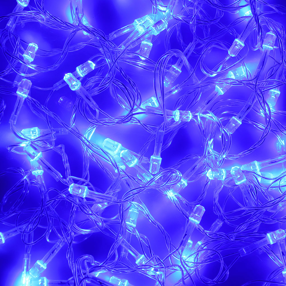 Гирлянда светодиодная Вьюн СНОУ БУМ 9м, 100 LED-алмаз, голубой, прозрачный провод, 220В - #1