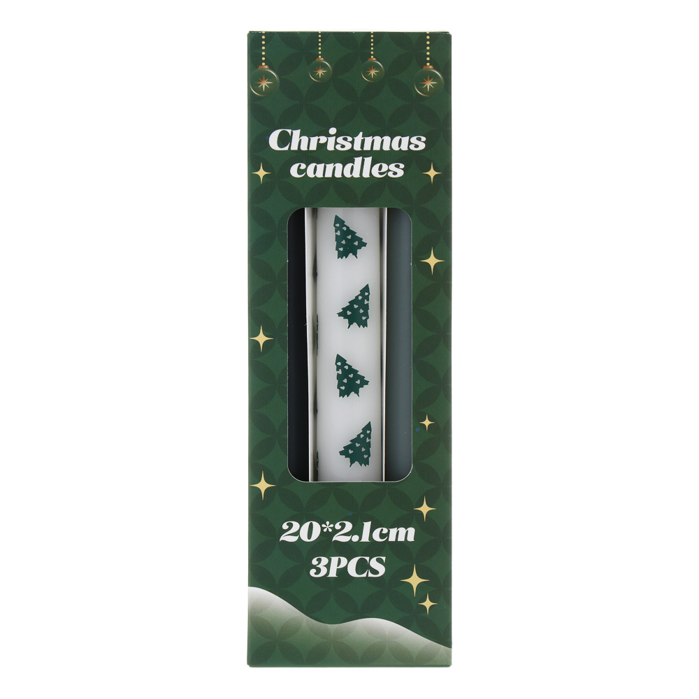 Набор свечей тм LADECOR 20*2,1 см, зеленые, 3 шт, парафин - #4