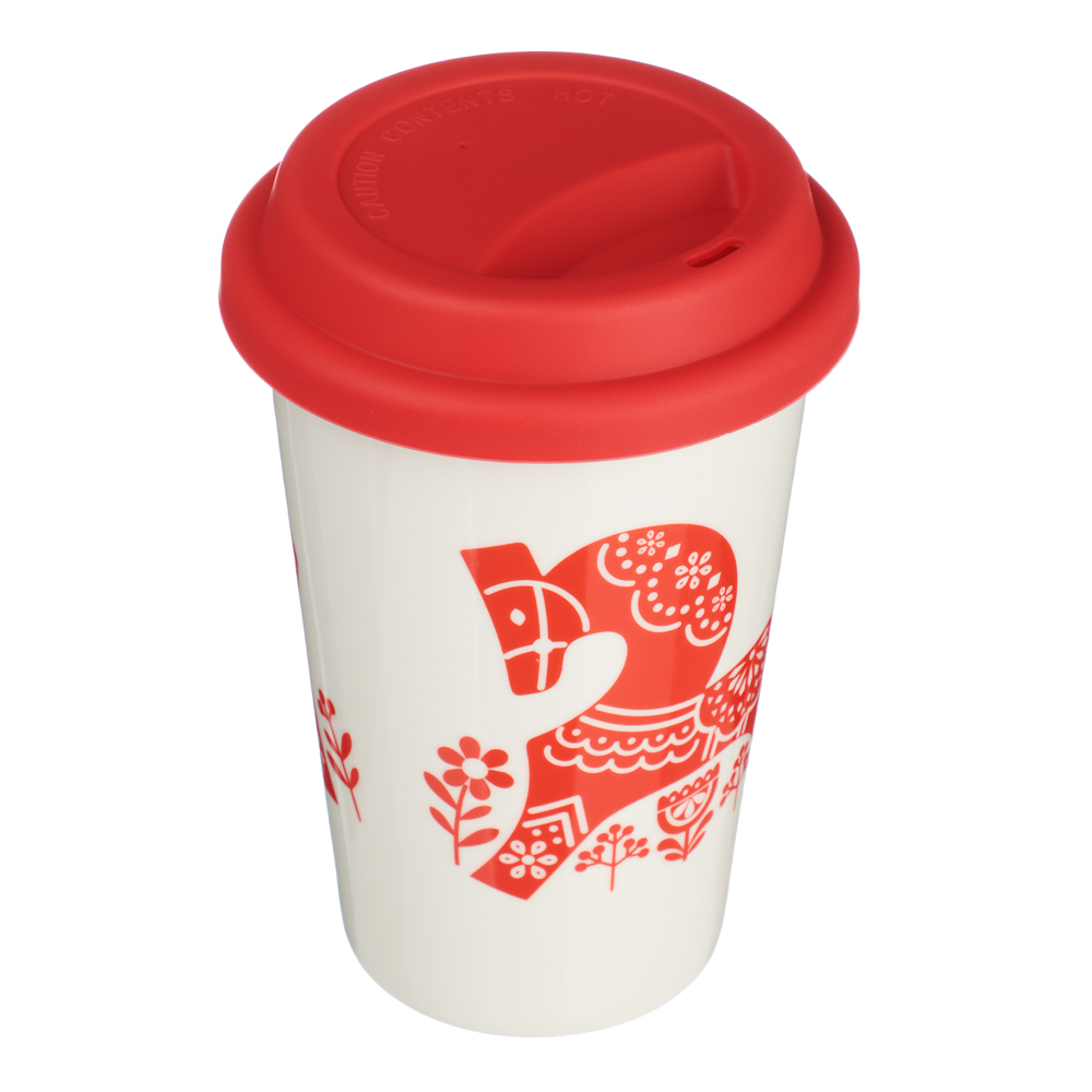 MILLIMI Кружка для кофе с силиконовой крышкой 450мл, фарфор, 2 дизайна - #3