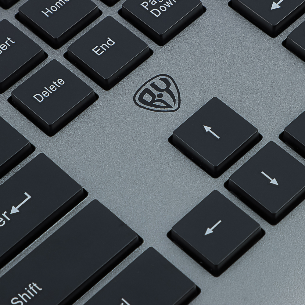 BY Набор беспроводной клавиатура и мышь, 104 кл.,6D бесш. клик,"copy-paste",1200DPI,ААА, серебристый - #6