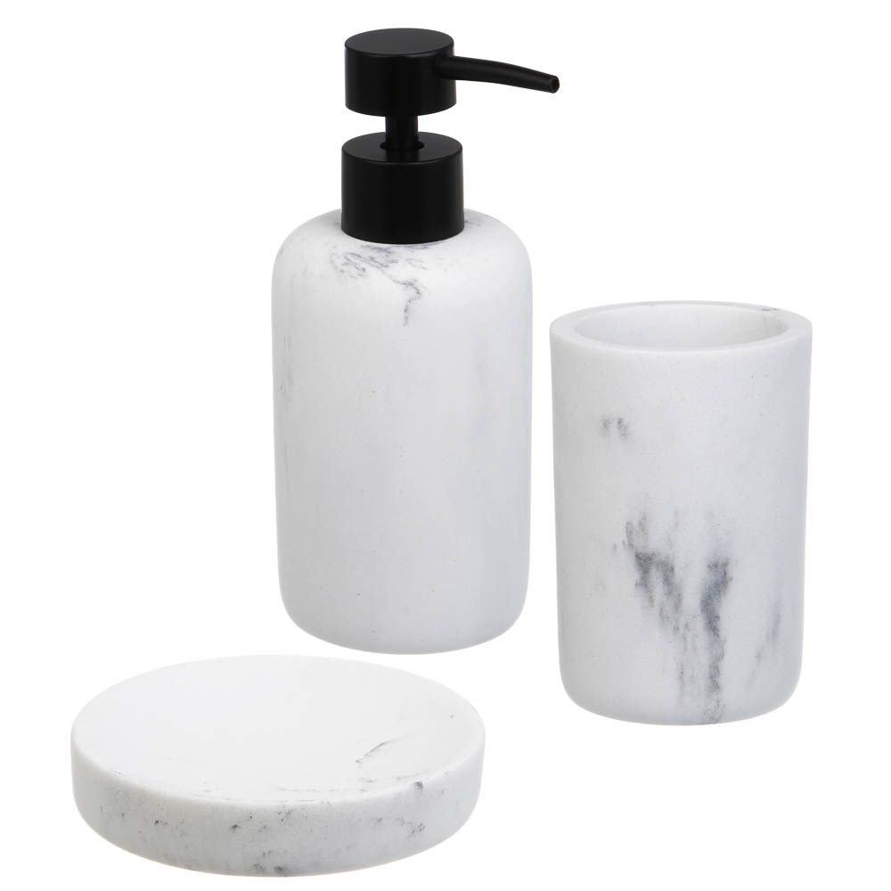 Стакан для ванной комнаты тм VETTA Мрамор, смола (полирезин), бело-серый, 7,5x7,5x10см - #4