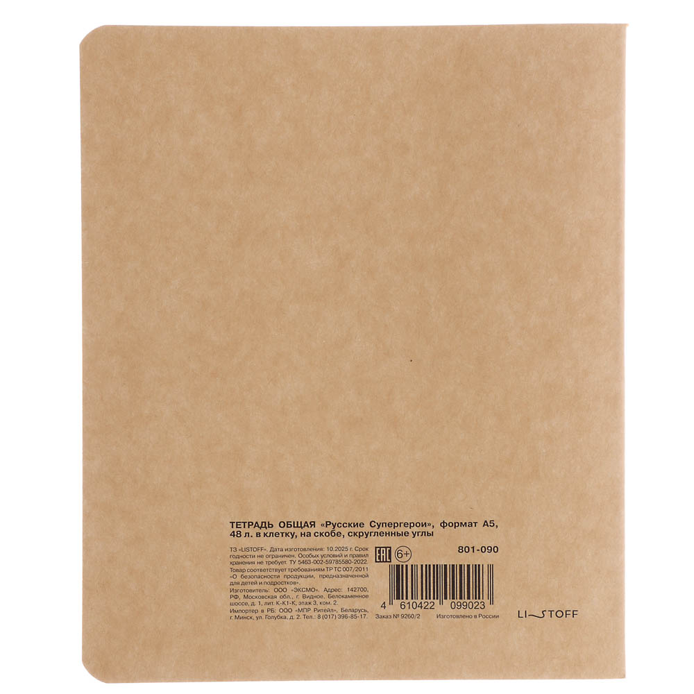 Тетрадь общая Русские Супергерои, формат А5, 48л. в клетку, на скобе, скругленные углы, в ассортим. - #8