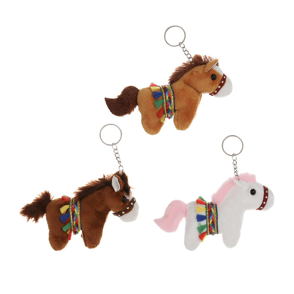 СНОУ БУМ Сувенир мягкий в виде лошадки в попоне 10x11x5 см, полиэстер, 3 дизайна - #1