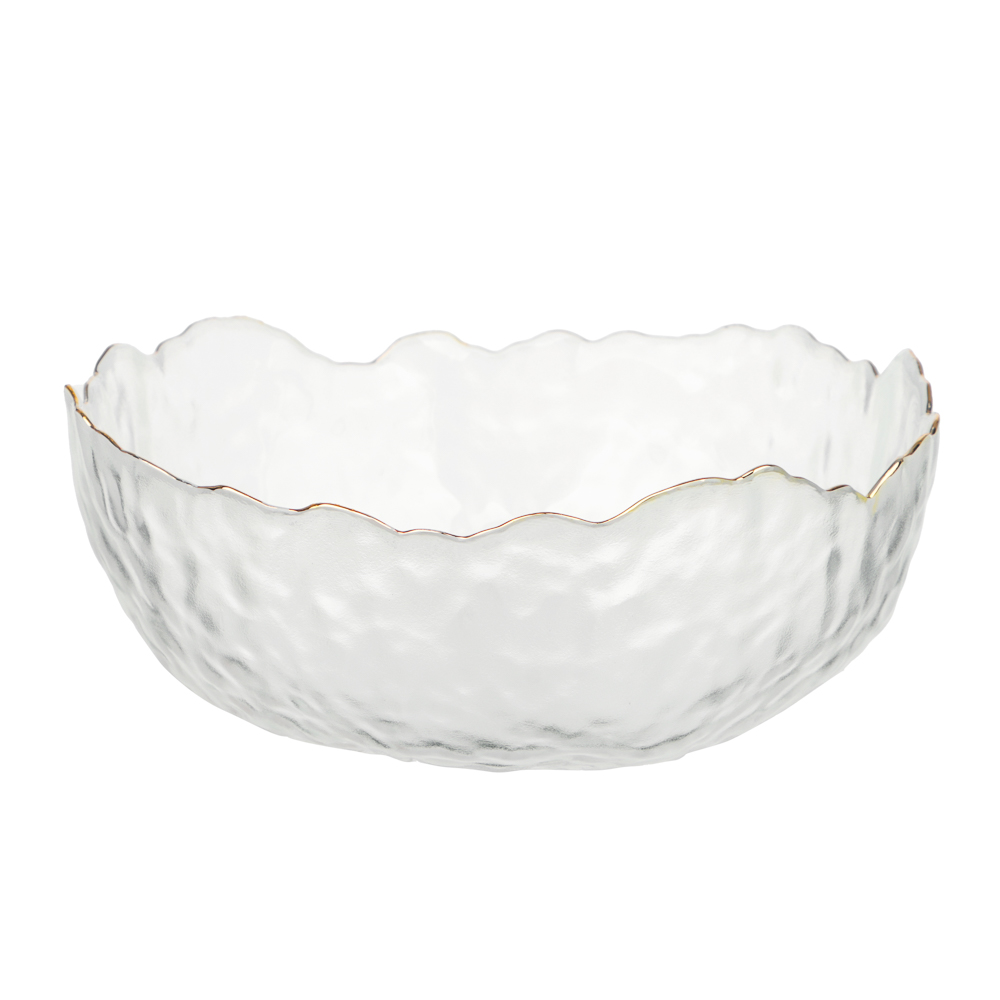 MILLIMI Салатник 17x16,5x7,5см, стекло, прозрачный с золотой каймой - #1