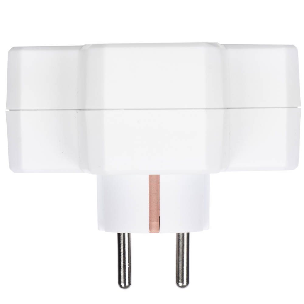 Разветвитель 2 гнезда BY, евро, с заземлением, 16А, 3500Вт, с выключателем, белый - #4