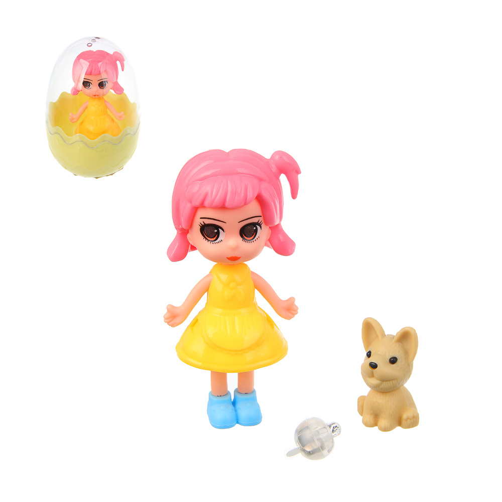 ИГРОЛЕНД Кукла с питомцем в яйце, свет, 6х6х11 см PP, ABS, 2хLR41 - #1