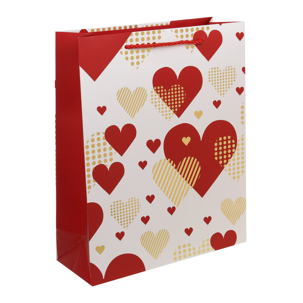 Пакет подарочный бумажный тм LADECOR, L 26x32x10 см, "Сердце" арт 2, 4 дизайна - #2