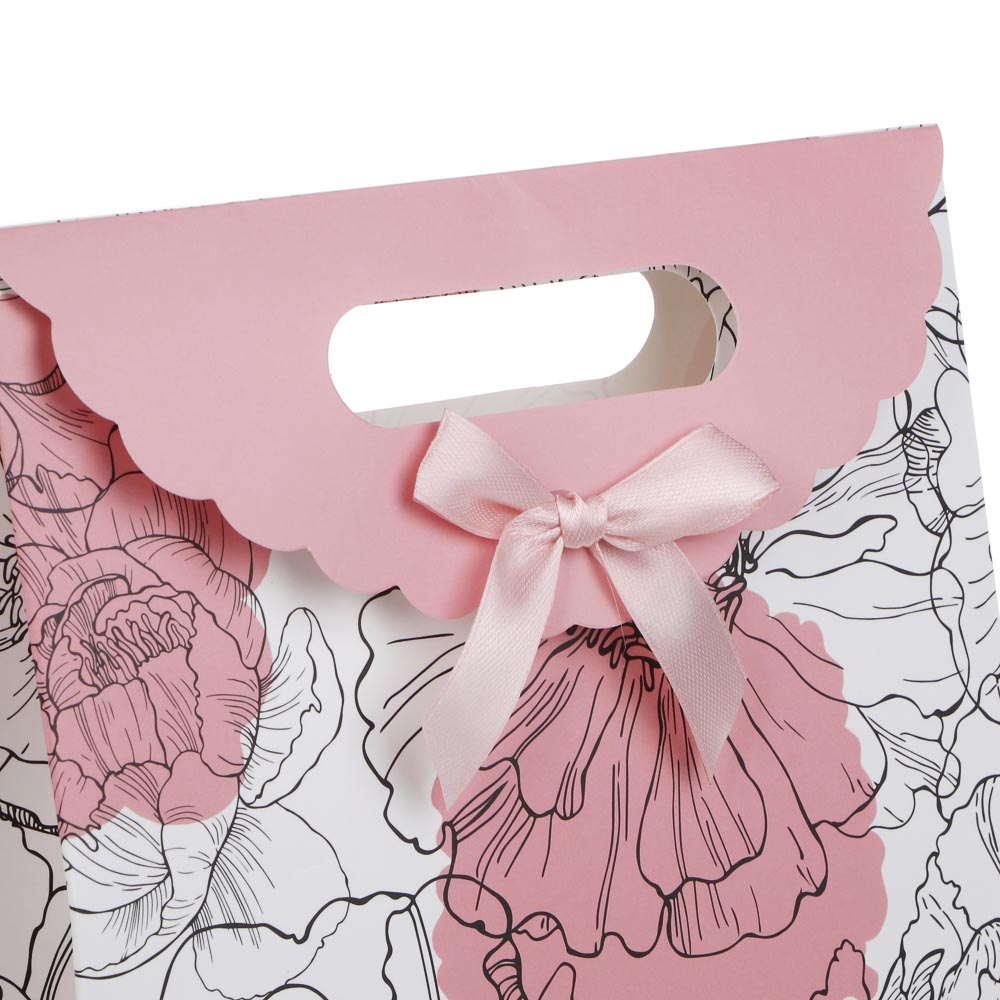 Пакет подарочный бумажный тм LADECOR, M 27x19x9 см, "Цветы" арт 1, 4 дизайна - #3