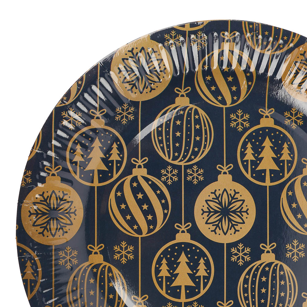 Набор бумажных тарелок Золотые шарики, 6 шт d=230 мм - #3