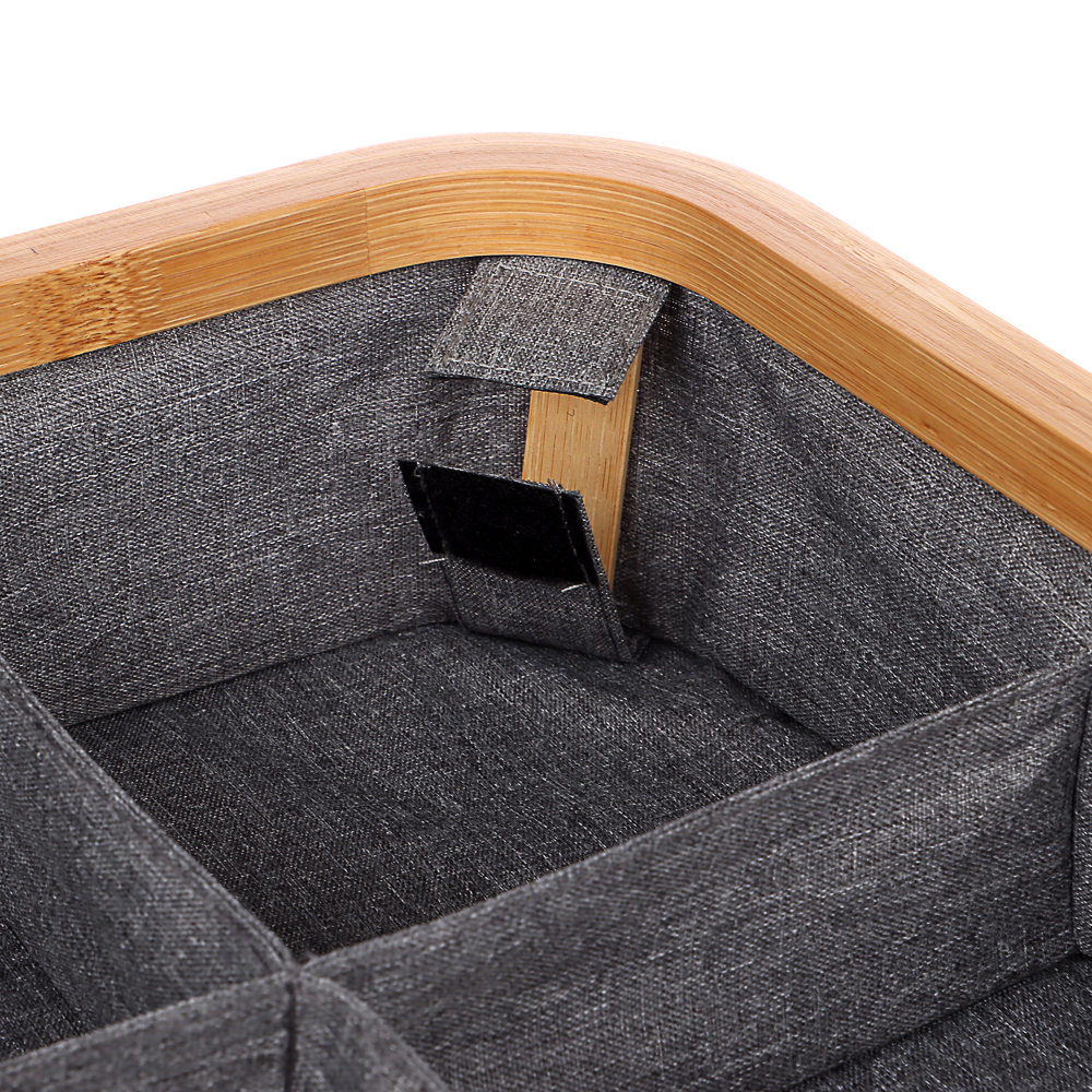 VETTA Корзина для хранения складная Bamboo Eco, 4 отдела, 30x30x9 см, бамбук, полиэстер - #5