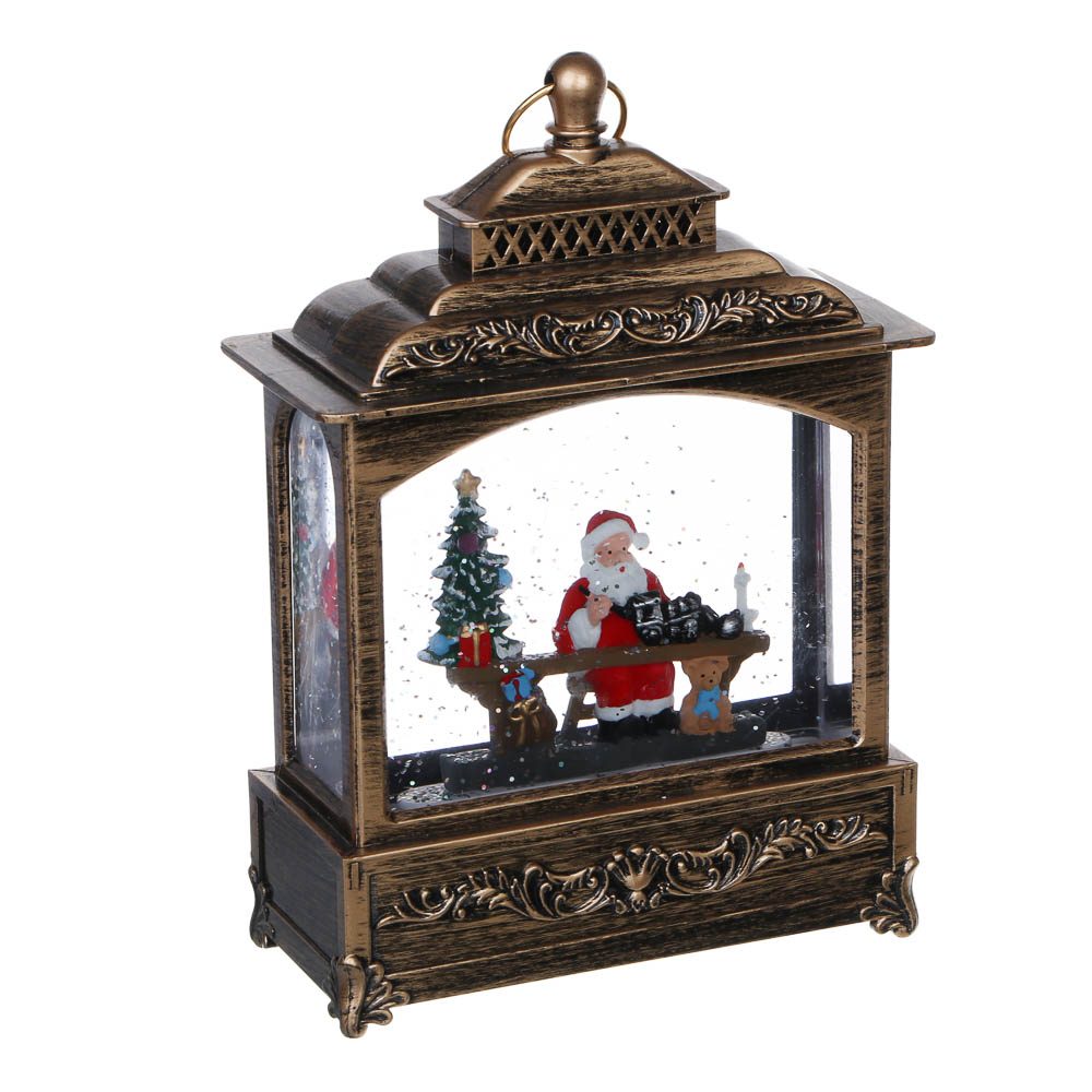 СНОУ БУМ Светильник декор.LED в виде фонаря со снегом, 14х6х21см,HIPS,PVC,вода,3хAAA/USB,2реж.,4диз. - #2