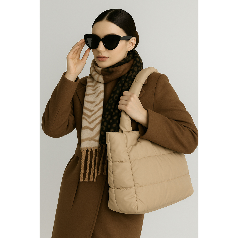 ЮL Пафф Сумка шоппер повседневная стеганая, 40x28x13 см, полиэстер, 2-3 цвета - #7