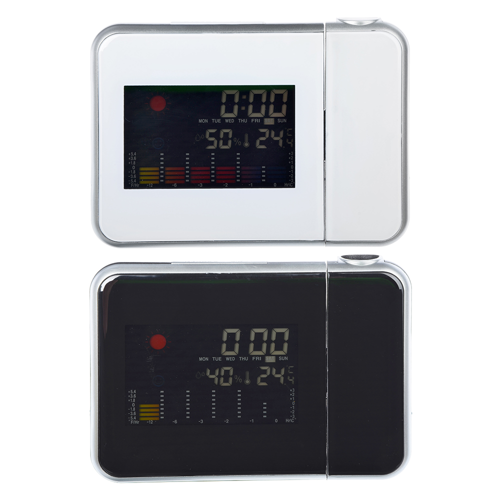 Проекционные часы-будильник, пластик, 15х11х2,7 см, 2хААA, 2 цвета - #2