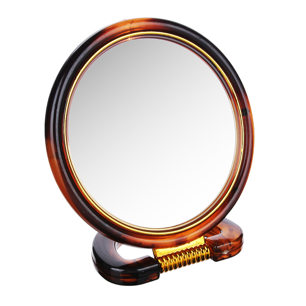 Зеркало настольное круглое ЮниLook, d.14,5 см, коричнево-золотое - #1
