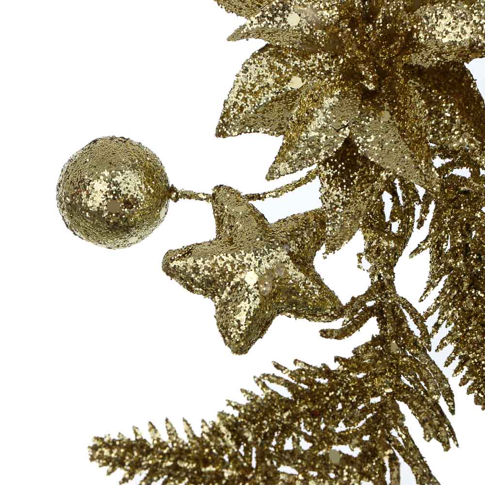 СНОУ БУМ Цветок на ветке 28 см, металл, пластик, глиттер, 3 цвета - #3