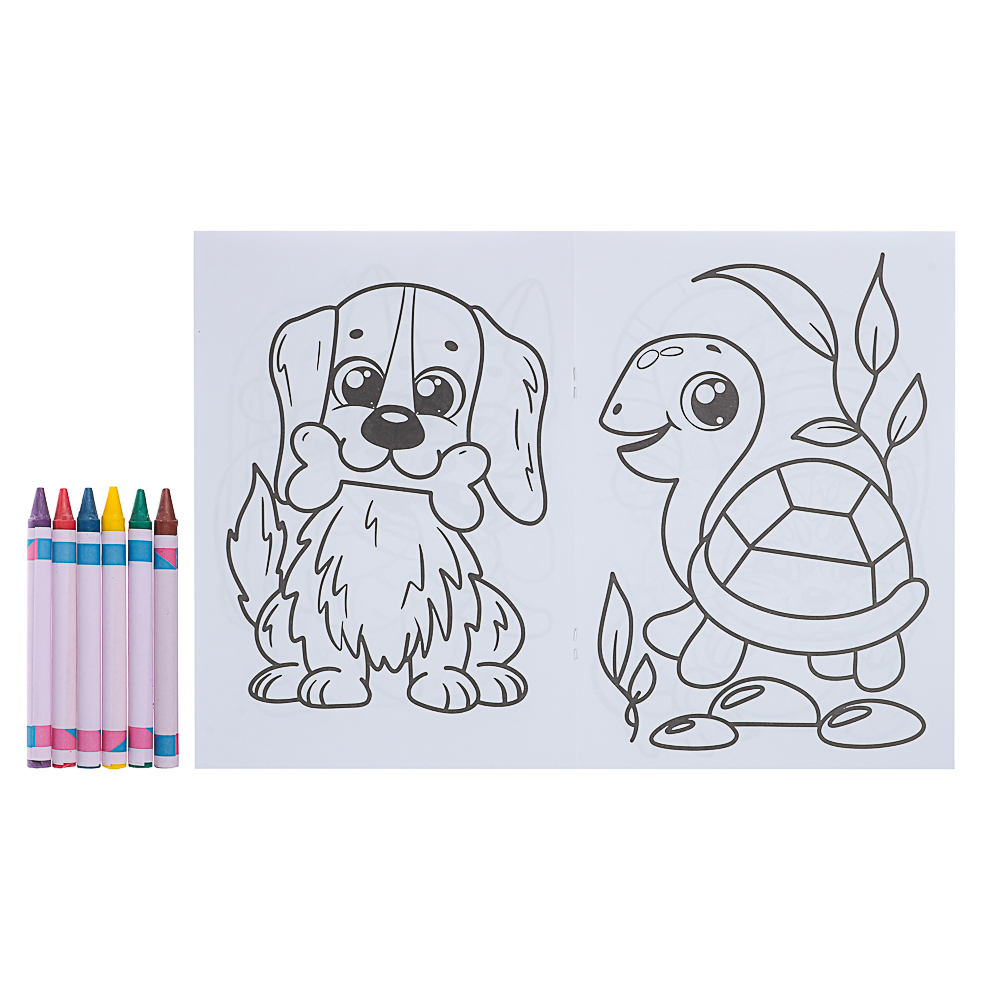 ПРОФ-ПРЕСС Раскраска с мелками, бумага, 16,5х23см, 16 стр, 5 дизайнов - #24