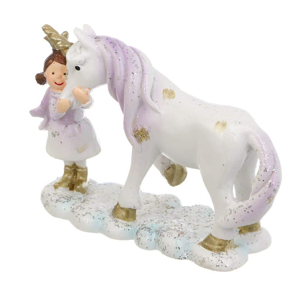 СНОУ БУМ Сувенир Девочка с лошадкой полистоун 10,7x3,8x7,3 см, розовый - #3