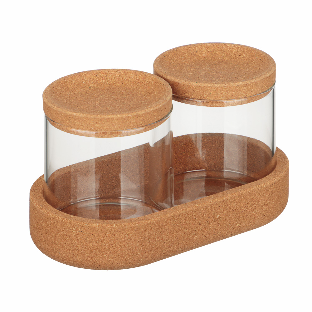 VETTA ЭКО Набор банок для хранения, 2шт., 300мл, 18х9,6х10см, стекло, пробка - #1