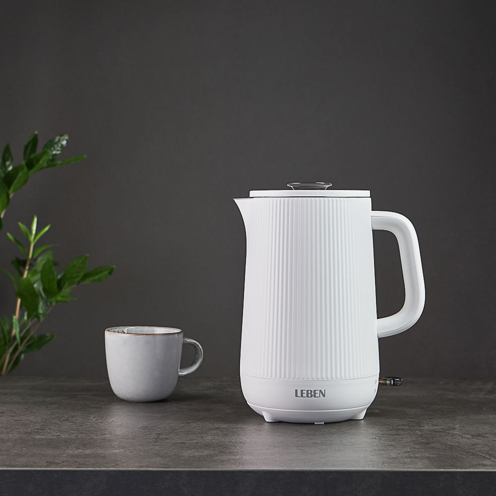 LEBEN Чайник электрический, 1, 6 л, 1800Вт, металл, пластик, бесшовная колба, дв.стенки, 220-240В - #18