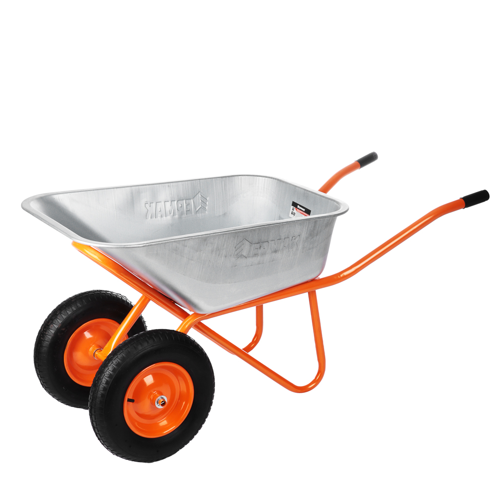 ЕРМАК Тачка строительная, двухколёсная, усиленная, грузоподъемность 320кг, сталь/оцинк 0,8 мм, 110л - #1