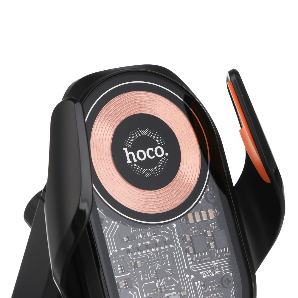 Держатель автомобильный для телефона hoco. модель HW34, беспроводная зарядка, черный - #5