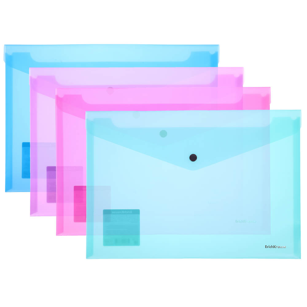 Erich Krause Папка-конверт на кнопке пластик. A4, "Физзи Вивид","Физзи Неон" полупрозр.,47423, 44431 - #3