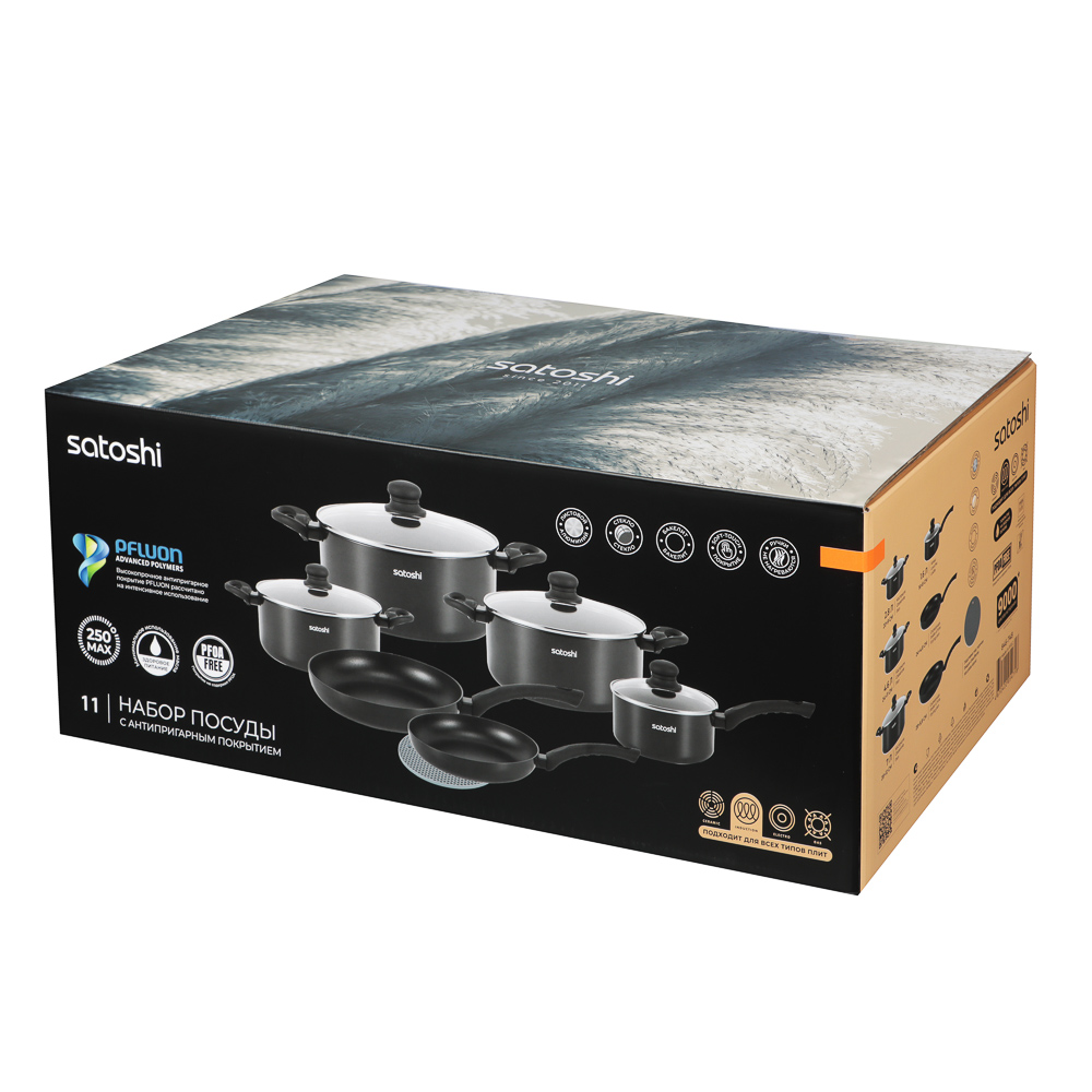 SATOSHI Графит Наб. посуды 11пр, кастр. 20/24/28см 2,8/4,6/7л., ковш 16см/1,6л., сковор. 24/28см,инд - #13