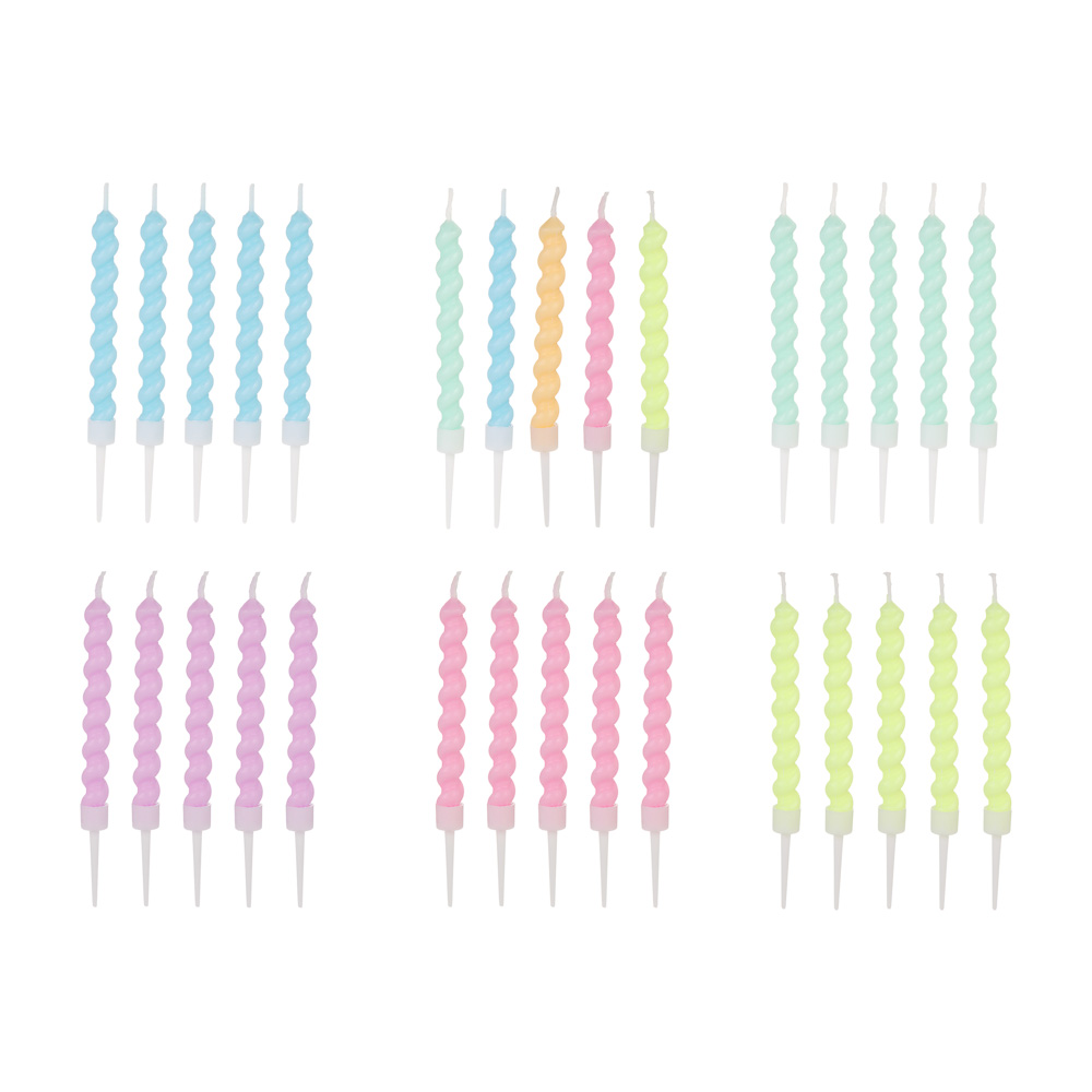 Набор свечей витых для торта тм Fntastic, 6 шт, 7,5 см, парафин, микс - #2