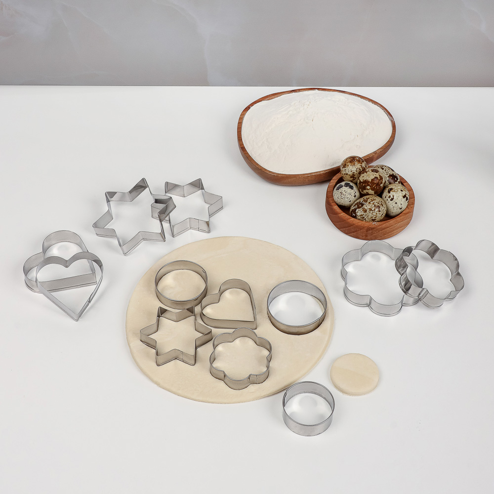 SATOSHI Набор форм для печенья 12пр, формы сердец, звезд, цветов, кругов, нерж.сталь - #10