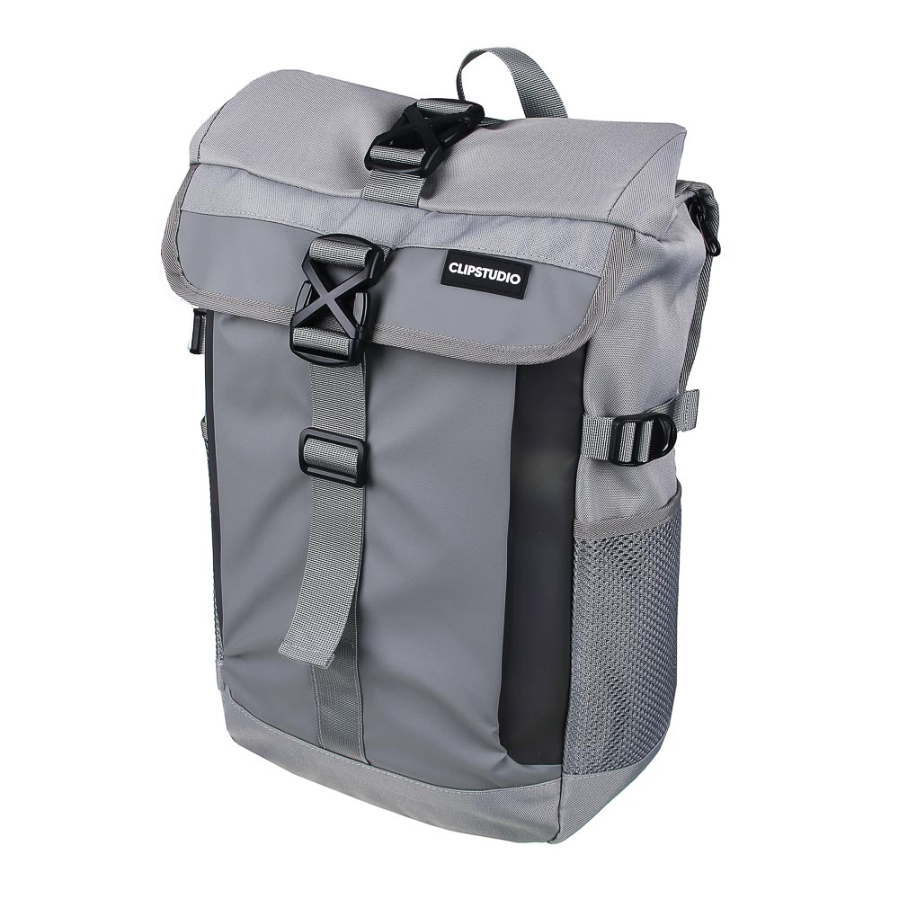 Рюкзак-торба 45x29x16см, 2 отд.на застежках, 2 карм., перед.,бок.утяжки, голограф.вставки, ПЭ, серый - #2