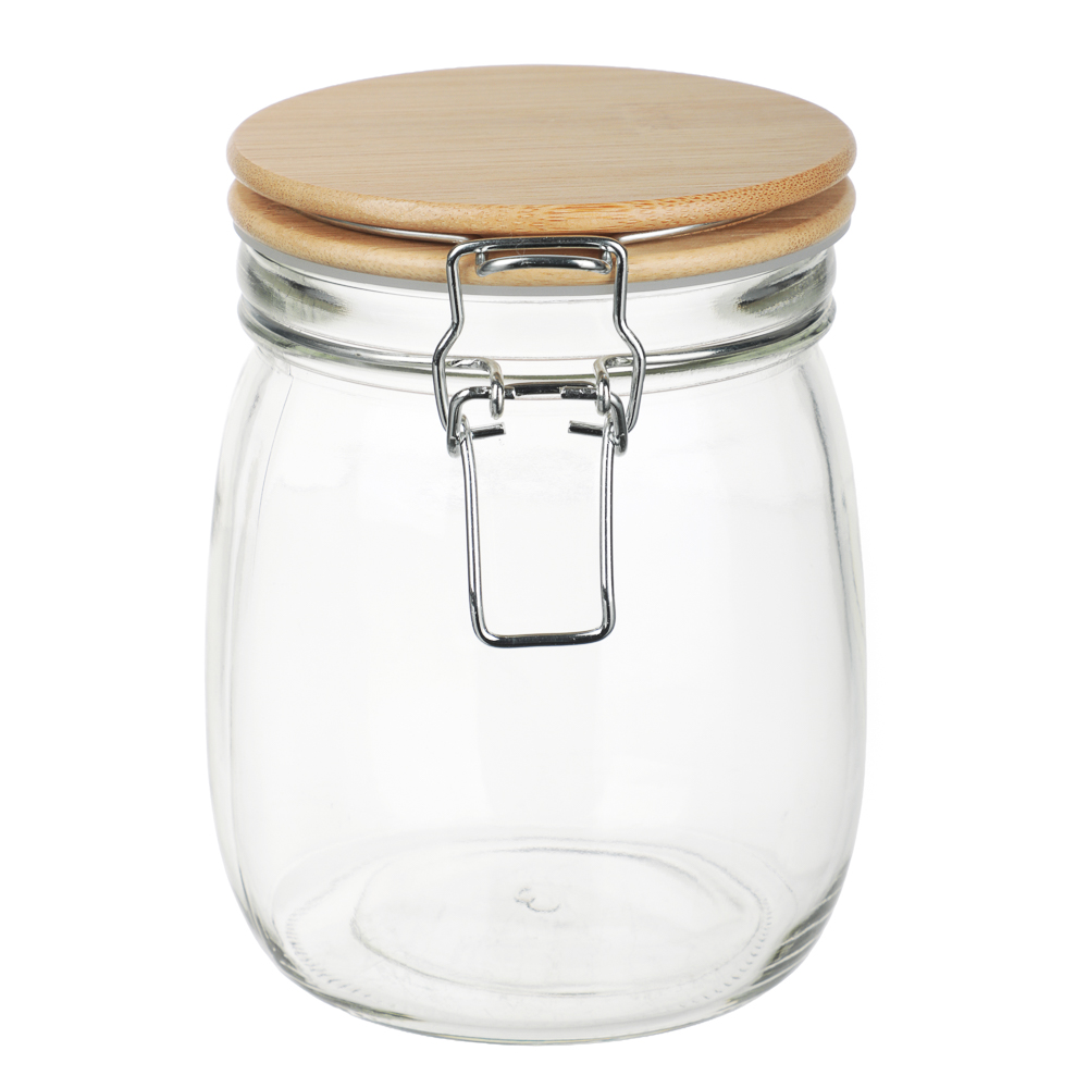 Банка для сыпучих продуктов 750мл 11x14,5см, стекло, крышка бамбук - #1