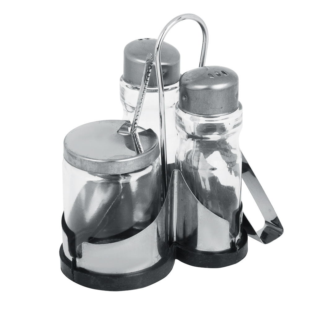 VETTA Набор для соли, перца и горчицы с салфетницей "Комфорт", h13см, нерж. сталь, стекло - #3