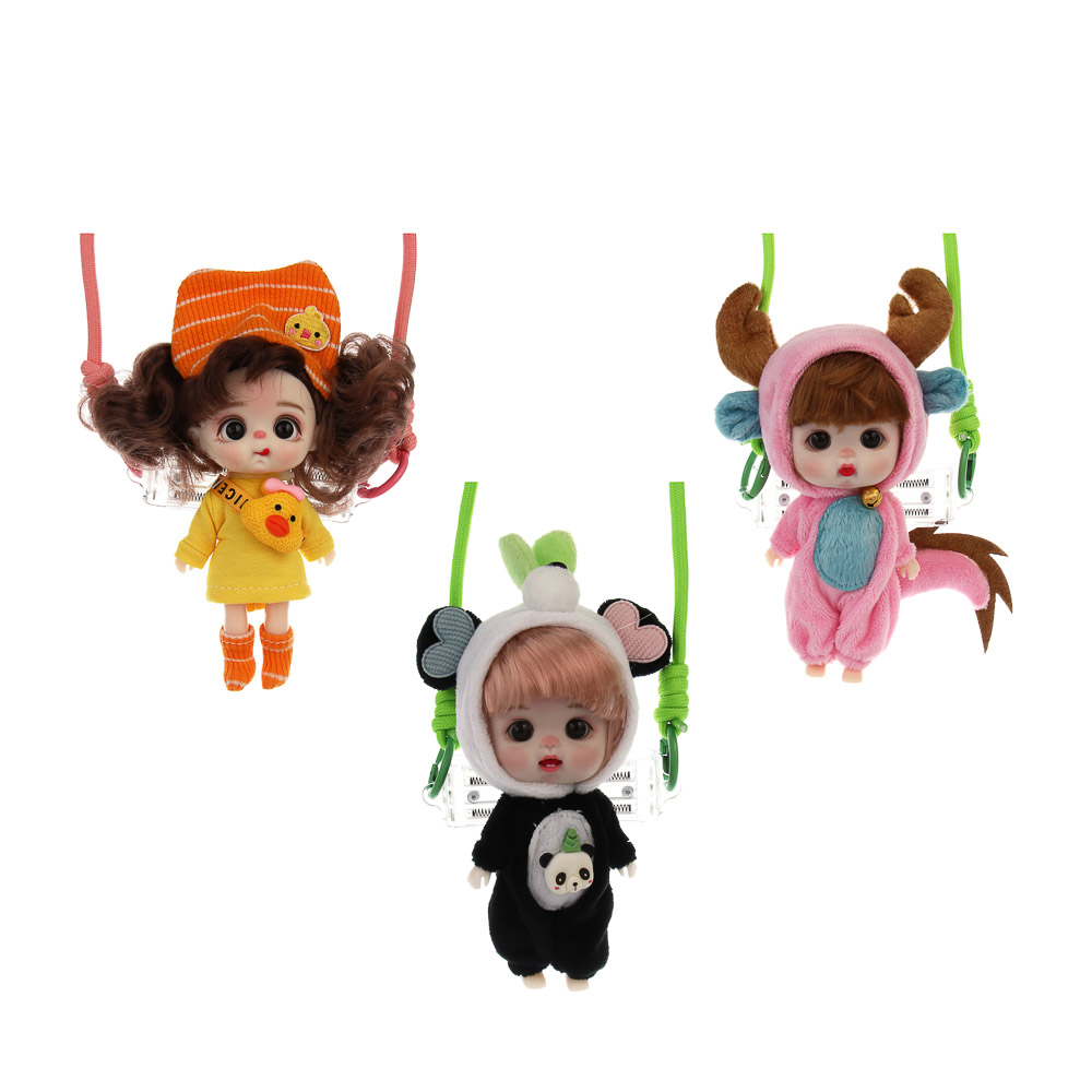 Держатель для телефона с куклой 13см на шнурке, пластик, текстиль, 10,5х8х13 см - #2