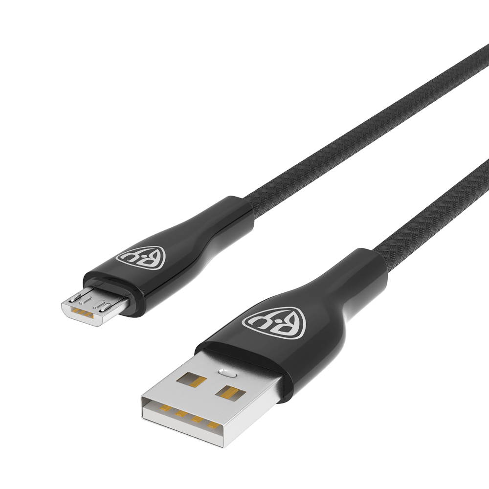 BY Кабель для зарядки Smart Micro USB, 1м, 3A, Быстрая зарядка QC 3.0, тканевая оплетка, черный - #4