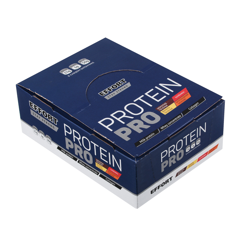 Батончик Effort Protein pro, 50г, 2 вида: шоколад печенье / ваниль печенье - #5