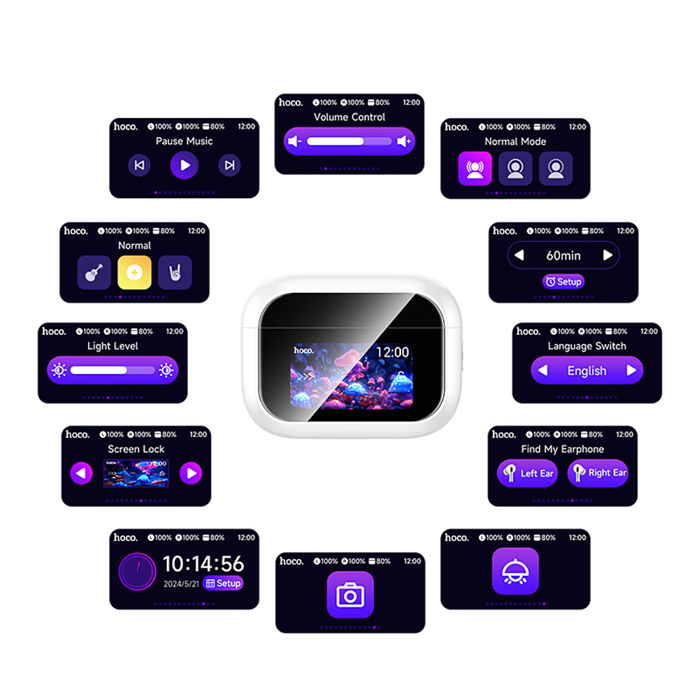 Наушники беспроводные TWS hoco. модель EW79, внутриканальные, дисплей, акт. шумопод., цвет: белый - #7