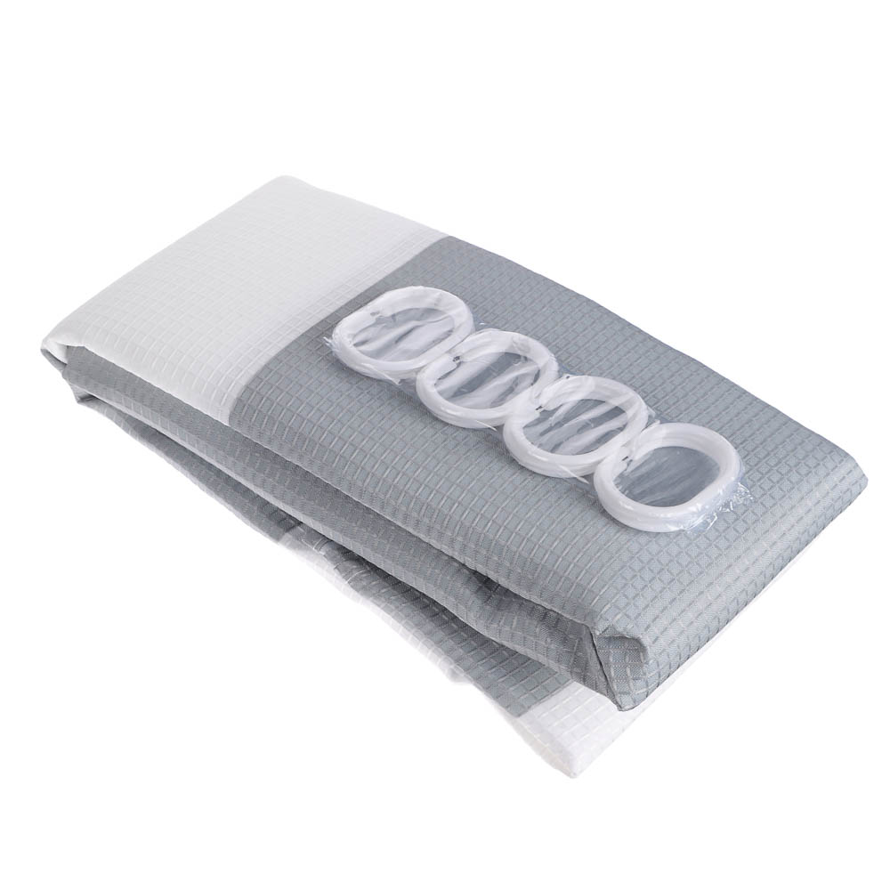 Шторка для ванной тм VETTA Летиция, жаккард 120гр., 180x180 см, 2 цвета - бежевый, серый - #3