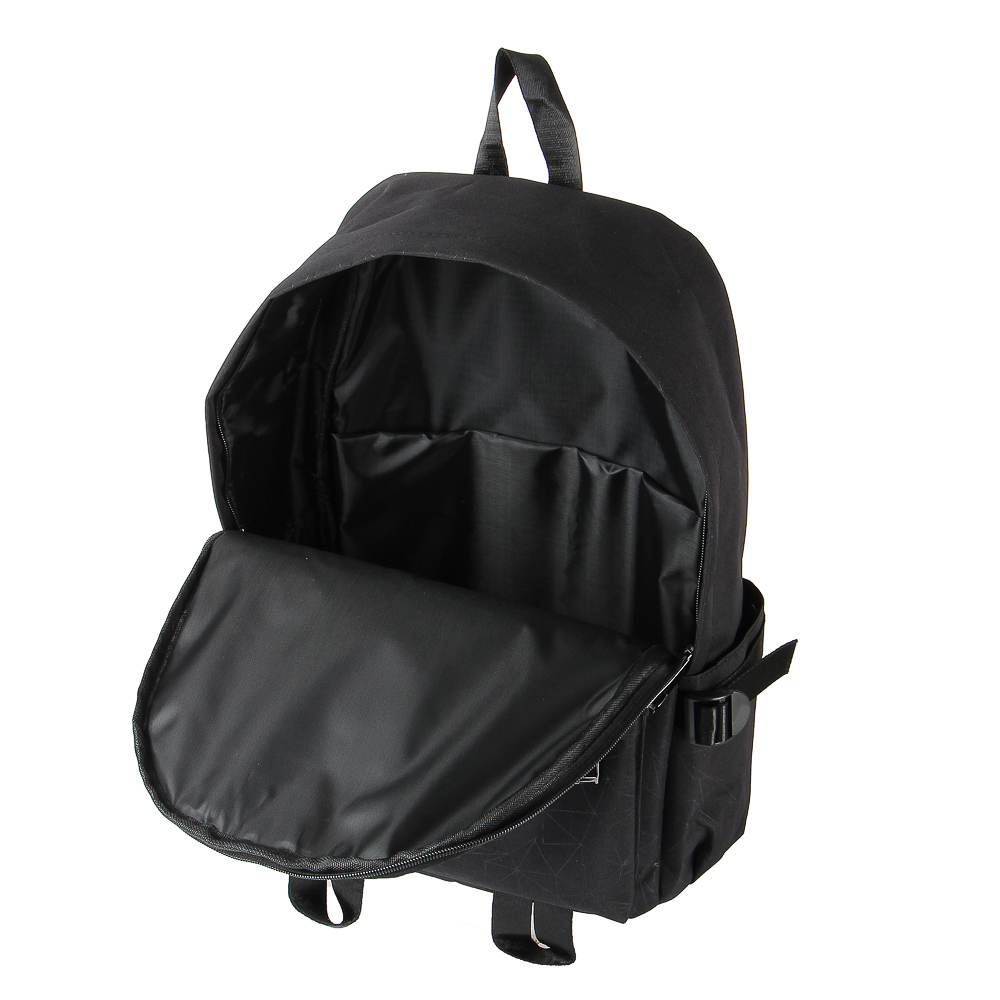 Рюкзак подростковый 42x30x12см, 1 отд., 4 карм., нашивка, ПЭ с "исчезающим" паттерном, черный - #5