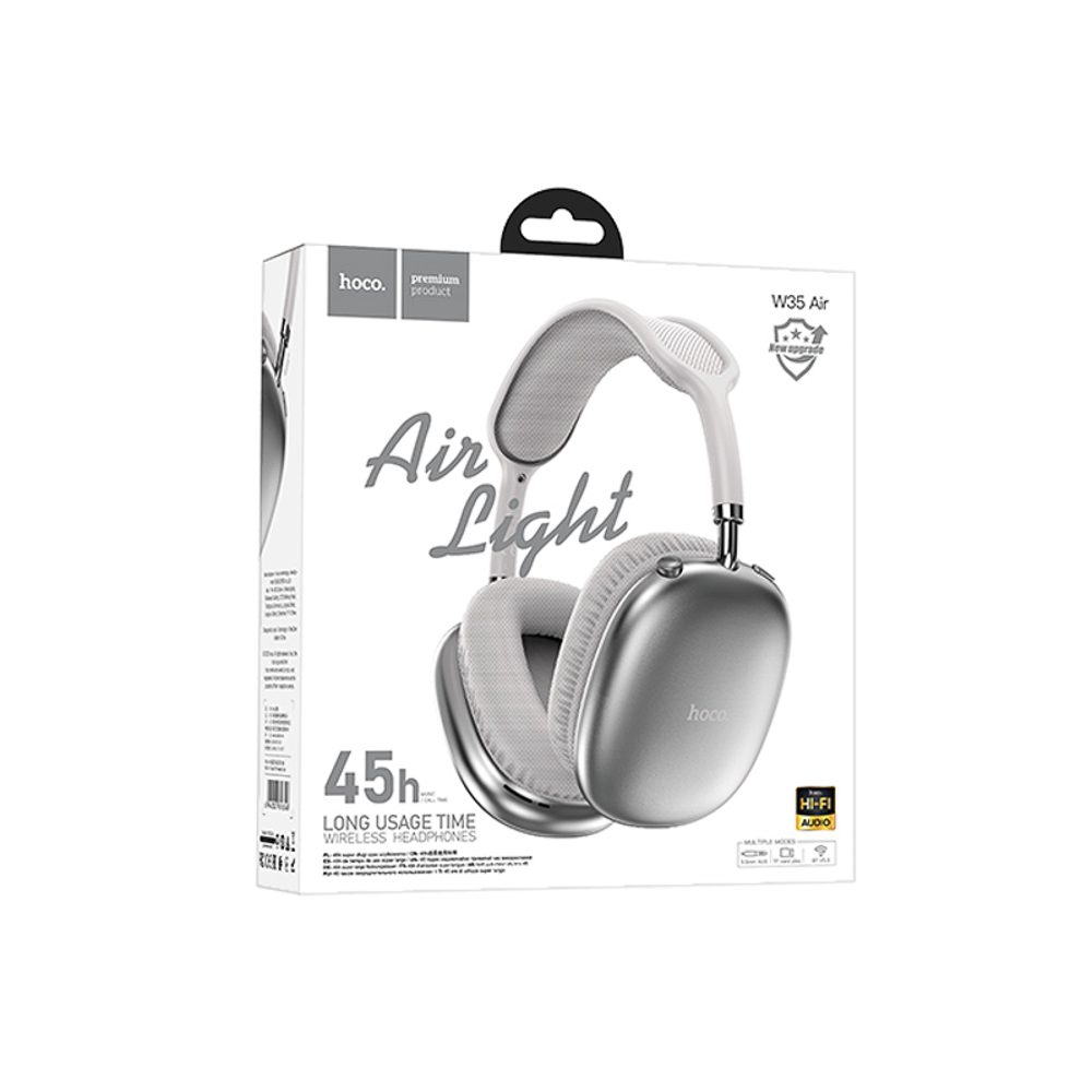 hoco. Наушники полноразмерные беспроводные модель W35 Air, 400мАч, BT5.3, цвет: серебристый - #2