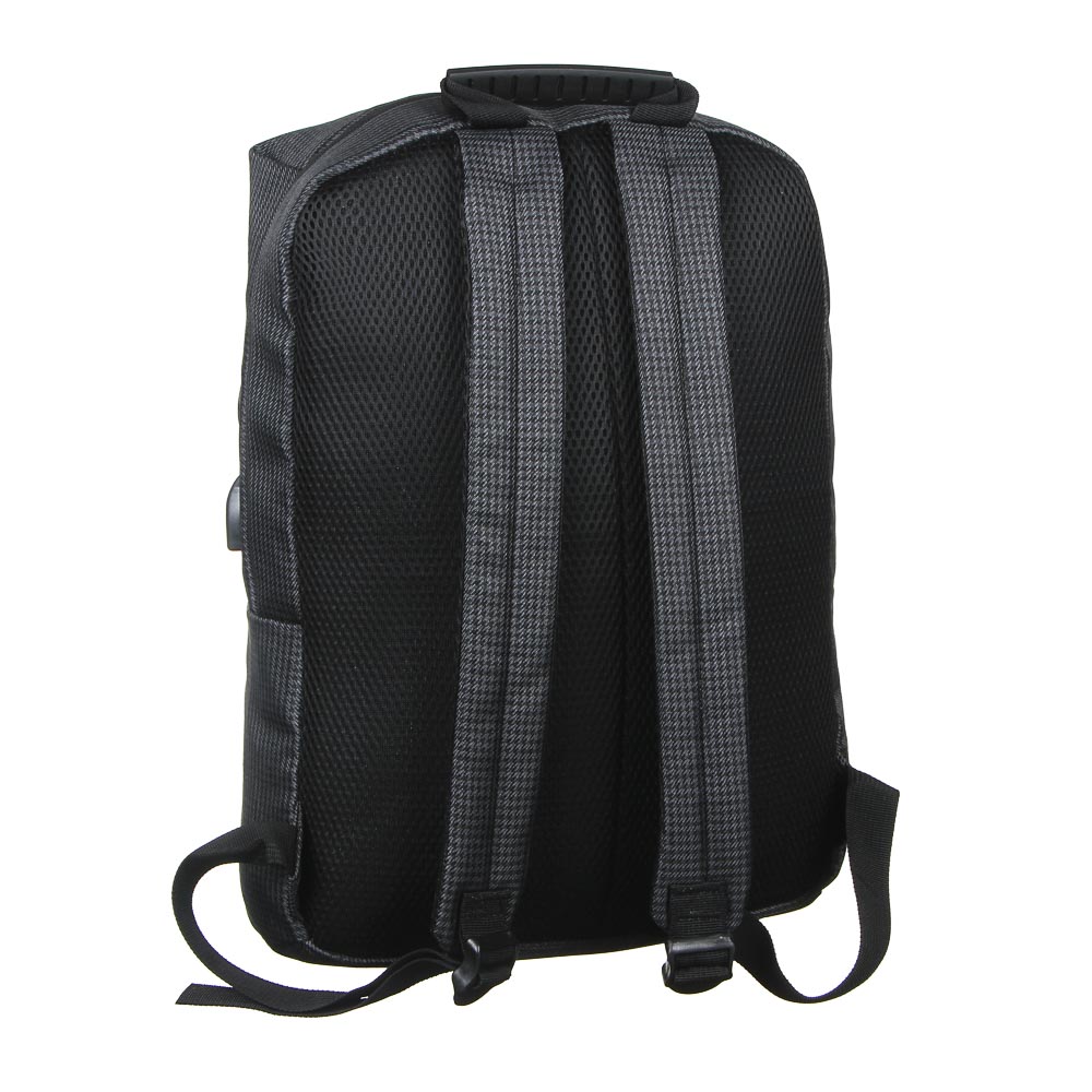 Рюкзак подростковый, 41x29x17см, 1 отд, 1 карм, сверхлегкий прочный ПЭ, USB, тёмно-серый - #3