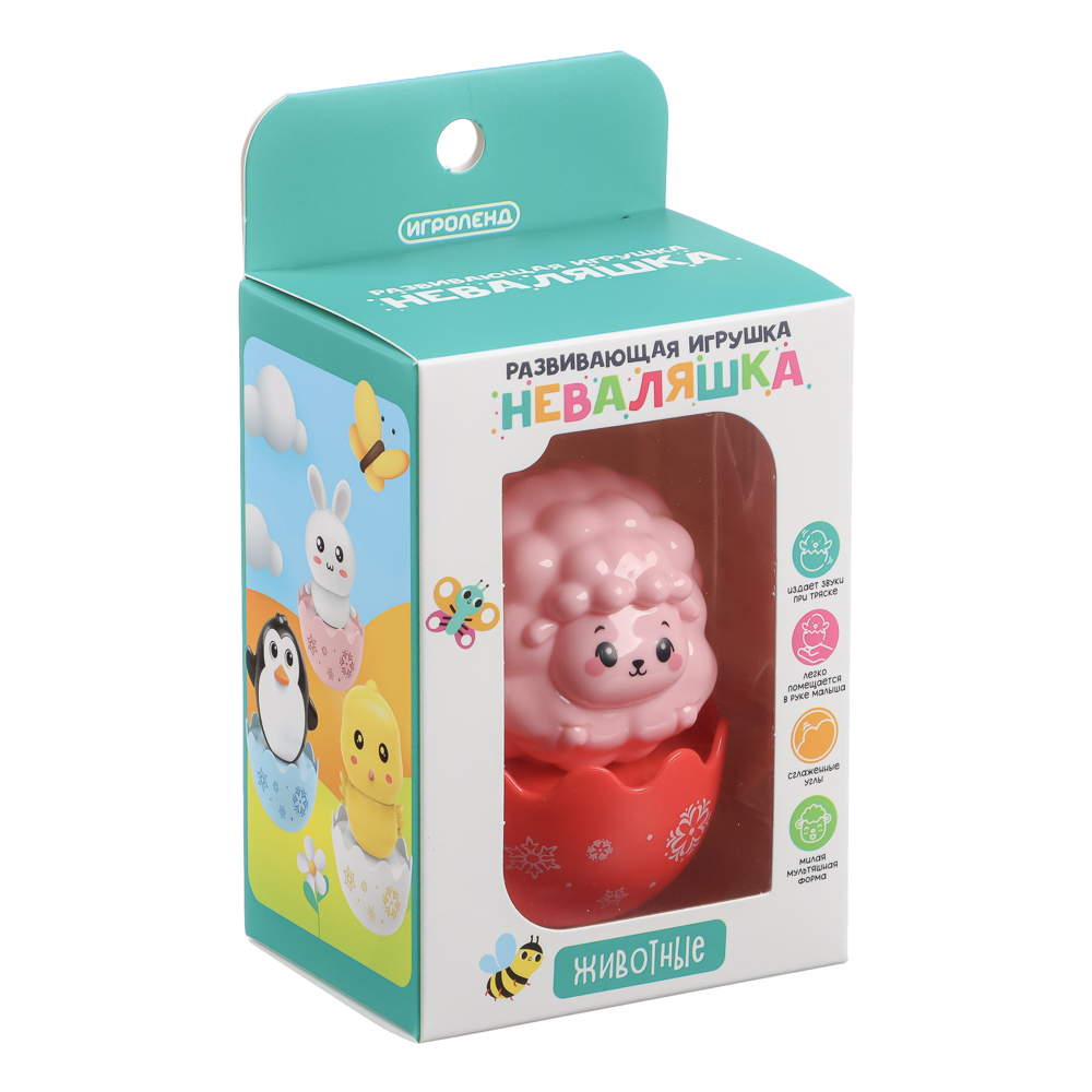 ИГРОЛЕНД Развивающая игрушка Неваляшка "Животные", ABS, 8х6х11см - #24