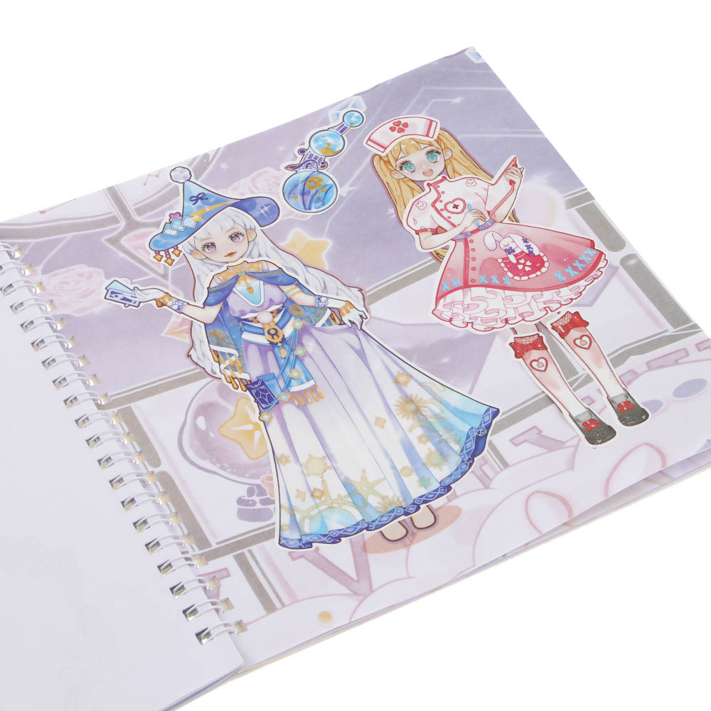 Раскраска детская "Анимэ" с наклейками и сухими красками 19стр, 19х19см, бумага, 4 дизайна - #8