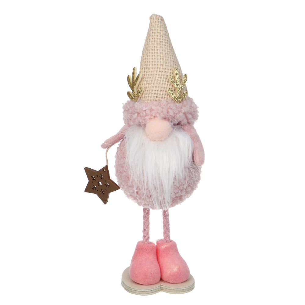 СНОУ БУМ Сувенир Гном 5x6x18 см, полиэстер, коричневый, розовый, 4 вида - #2