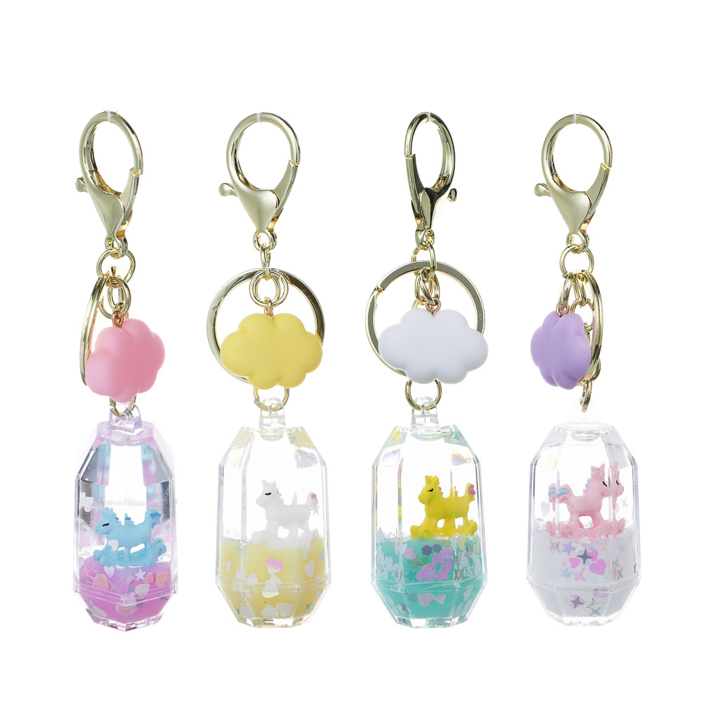 СНОУ БУМ Брелок "Лошадка-Единорог", 2,5x5,5см, акрил, полистоун, металл, 4 дизайна - #1