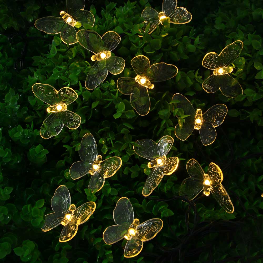 Гирлянда на солн. батар. тм INBLOOM Бабочки,7м, 25LED, шампань, AAA 600mAh Ni-MH, 2 реж., ABS,PVC,PS - #7