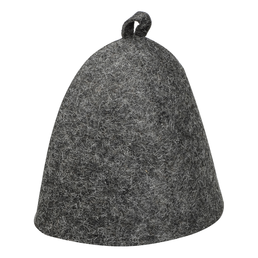 Шапка банная без вышивки Амонд (эконом), войлок белый/серый - #2