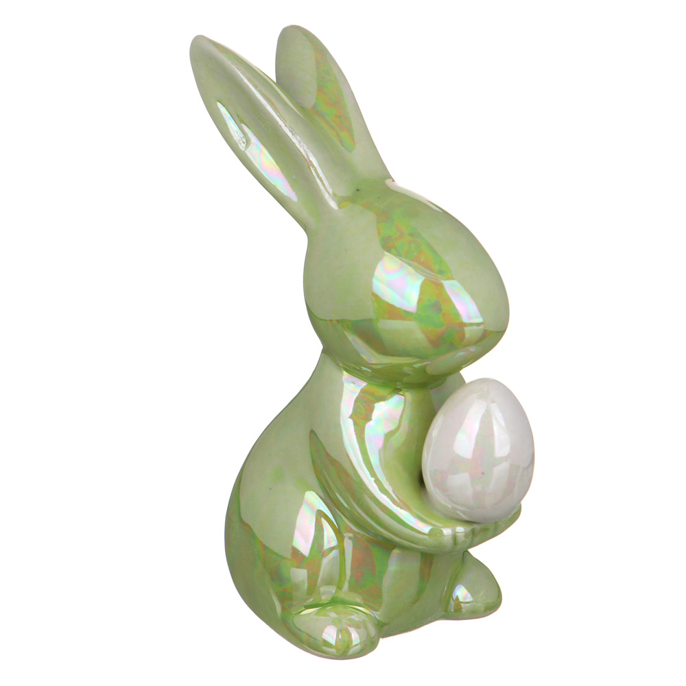 LADECOR Фигурка в виде зайчика с яйцом, керамика, 3 цвета, 11,2х7,4 см - #2
